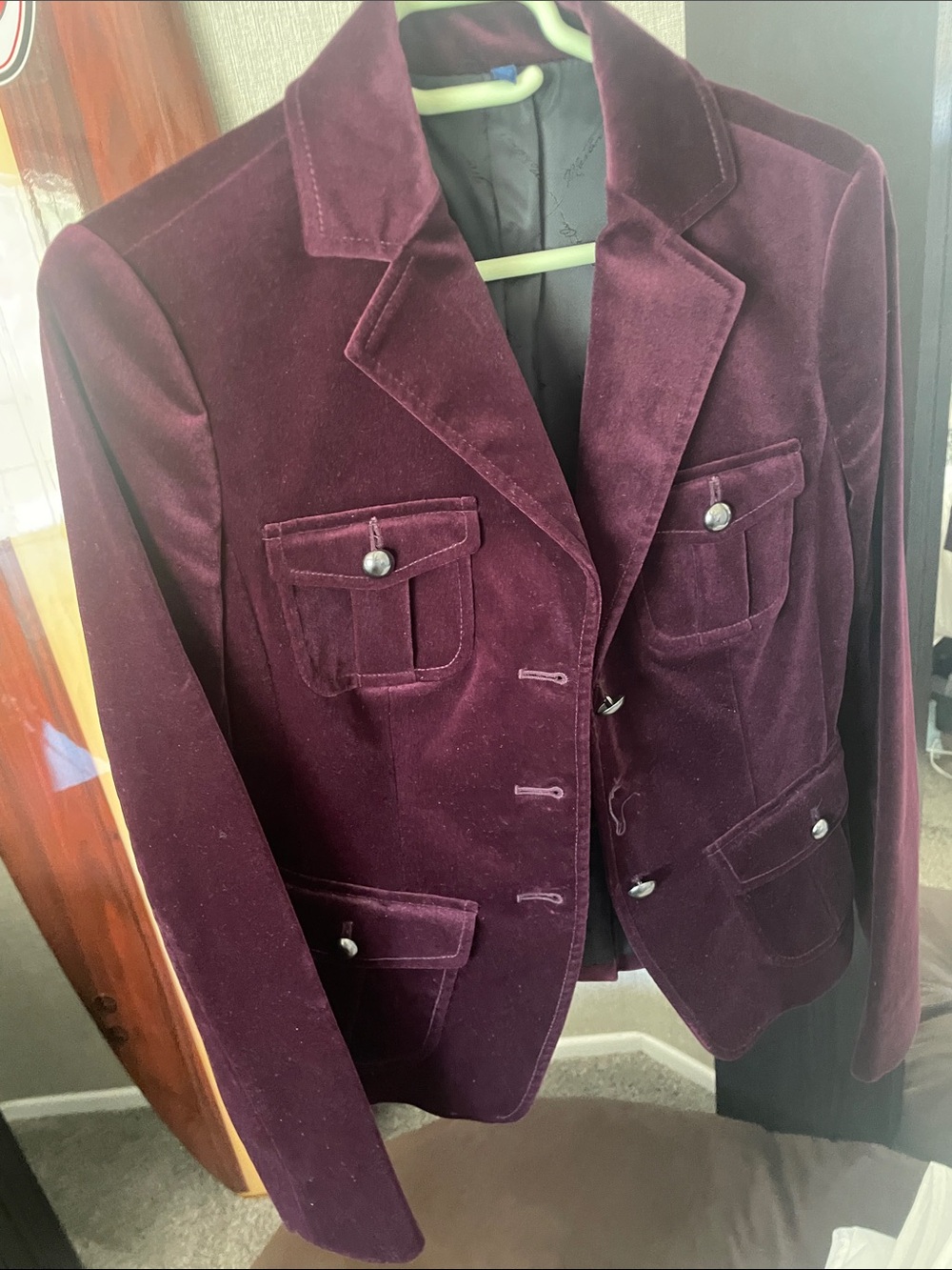 Martin + Osa Velvet Blazer in Deep Plum